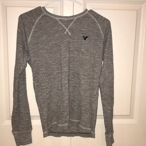 American Eagle Gray Waffle Tee Long-Sleeve